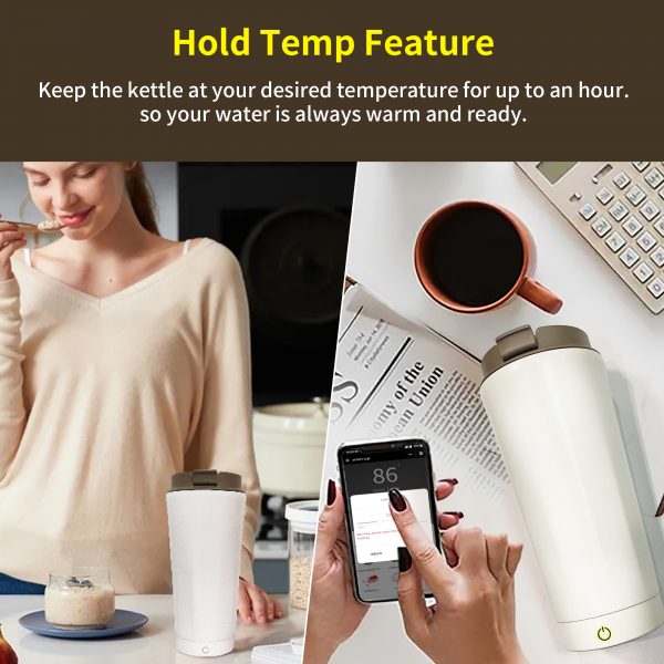 DULO App Bottles Temperature Control Kettle Smart Electric Coffee Mug Warmer, Heater Travel Cup, Self Heated Coffee Cup, Smart Coffee Mug - Image 6